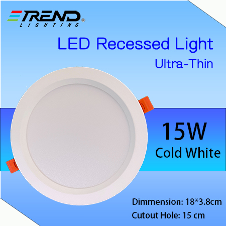 Ultra-Thin 15W LED Recessed Light , Cold White