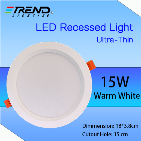 Ultra-Thin 15W  LED Recessed Light , Warm White